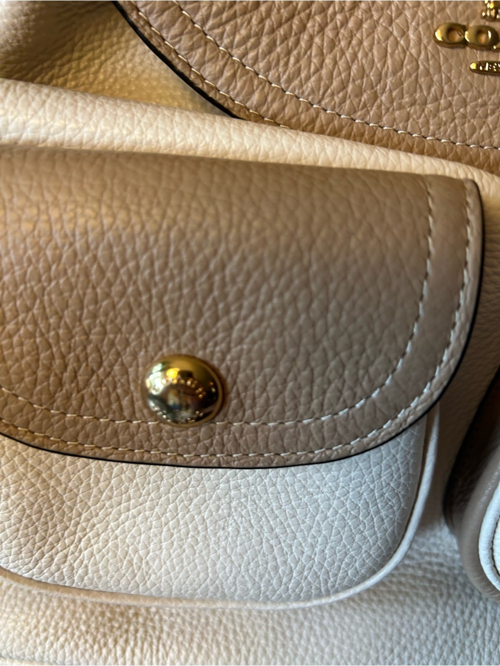 NWOT Coach Pennie Two-Tone Tan & Cream Pebbled Leather Backpack - Picture 4 of 12